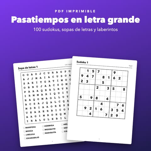 Pasatiempos en letra grande imprimibles, cover
