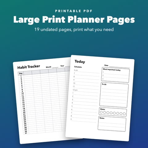 Large Print Planner Printable for Seniors, cover