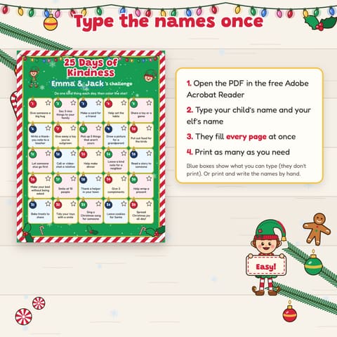 Kindness Challenge and Christmas Countdown Calendar Printable, preview 2
