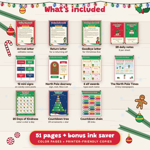 Christmas Elf Kit Bundle: Letters, 28 Notes, Props and Calendars, preview 1