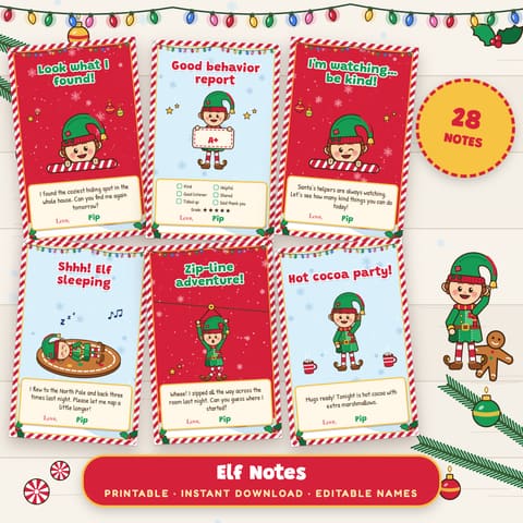 Christmas Elf Notes Printable, cover