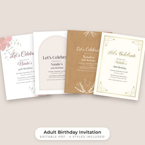 Birthday Invitation Template: 4 Styles (Editable PDF), cover