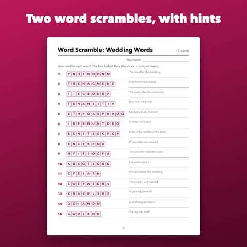 Bridal Shower Word Search and Scramble, preview 2