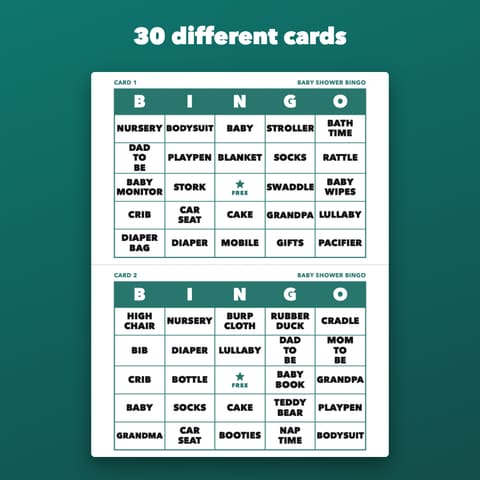 Baby Shower Bingo: 30 Gender Neutral Cards, preview 1