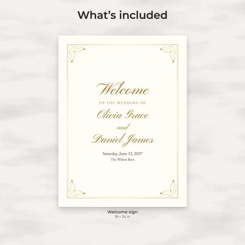 Classic Gold Wedding Welcome Sign Template, preview 1