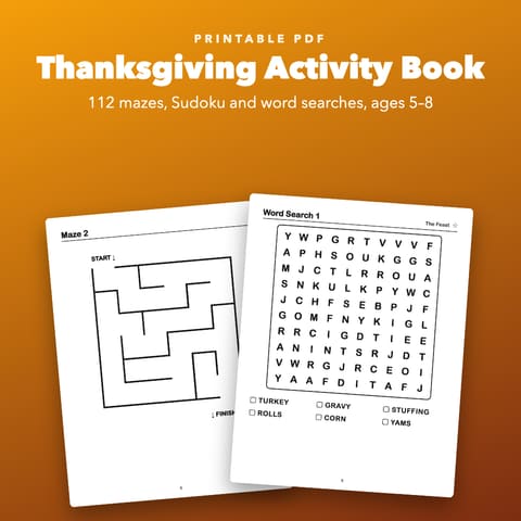Thanksgiving Activity Book for Kids Ages 5-8, cover