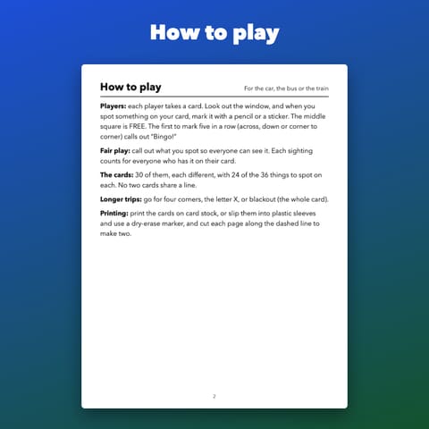 Road Trip Bingo Printable Car Game for Kids, preview 2