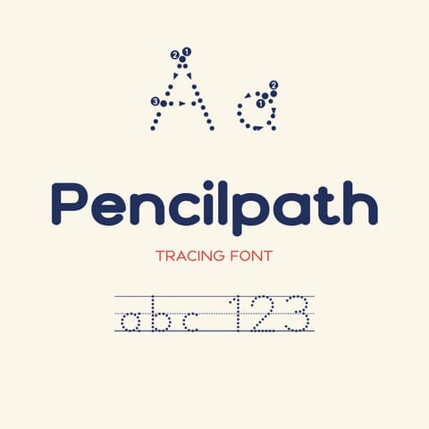 Pencilpath: Tracing Font with Numbered Stroke Arrows (8 Styles, OTF TTF), cover