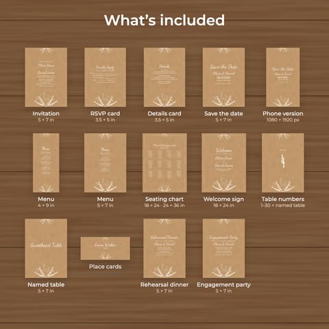 Rustic Kraft Wedding Template Bundle, preview 1