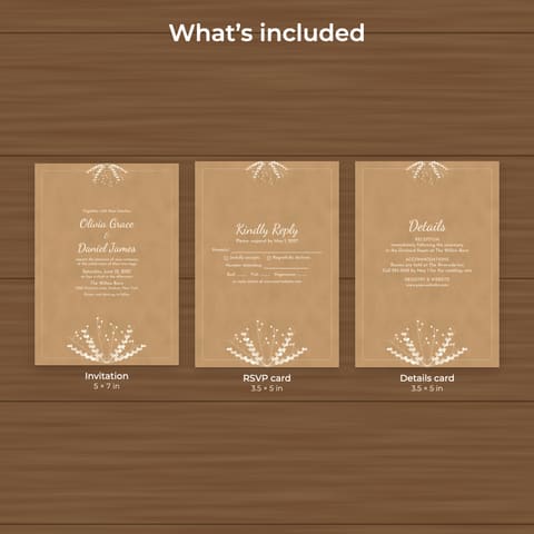 Rustic Kraft Wedding Invitation Suite Template, preview 1