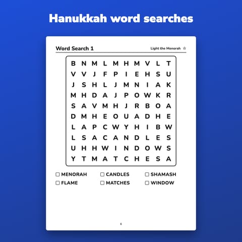 Hanukkah Activity Book Printable for Kids Ages 5 to 8, preview 1