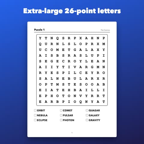 Large Print Word Search Printable for Seniors, preview 1