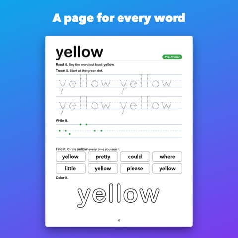 Dolch Sight Words Workbook Printable for Pre-K to 1st Grade, preview 1