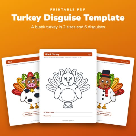 Turkey Disguise Template Printable, cover