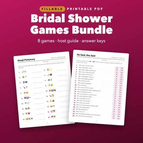 Bridal Shower Games Bundle: 8 Games with Answer Keys, cover