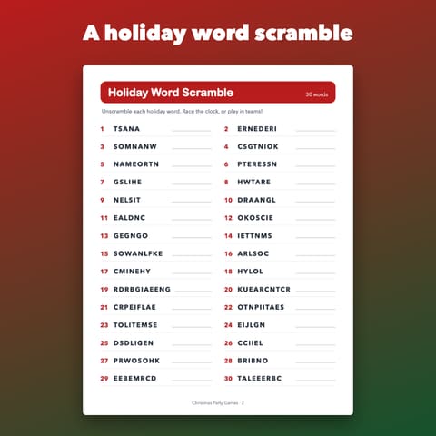 Christmas Party Games Printable for Family and Office, preview 1