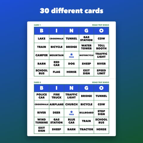 Road Trip Bingo Printable Car Game for Kids, preview 1
