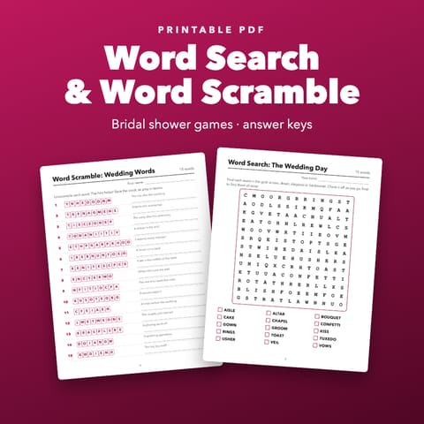 Bridal Shower Word Search and Scramble, cover