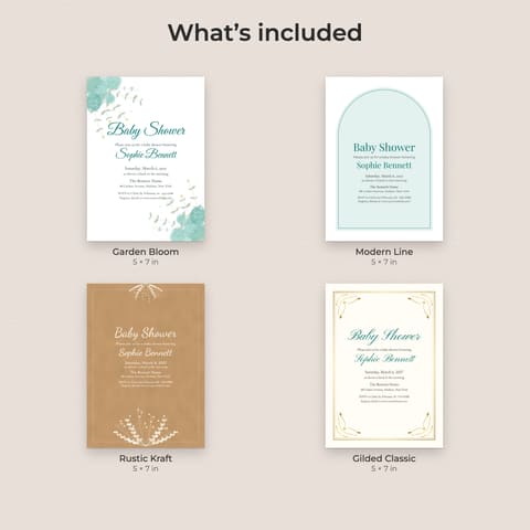 Baby Shower Invitation Template: 4 Styles (Editable PDF), preview 1