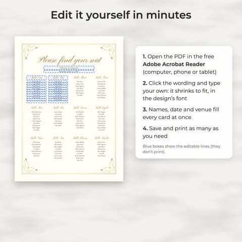 Classic Gold Wedding Seating Chart Template, preview 2