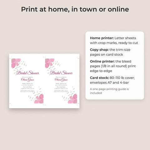 Bridal Shower Invitation Template: 4 Styles (Editable PDF), preview 3