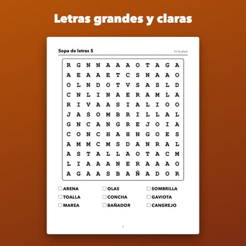 Sopa de letras en letra grande imprimible para mayores, preview 1