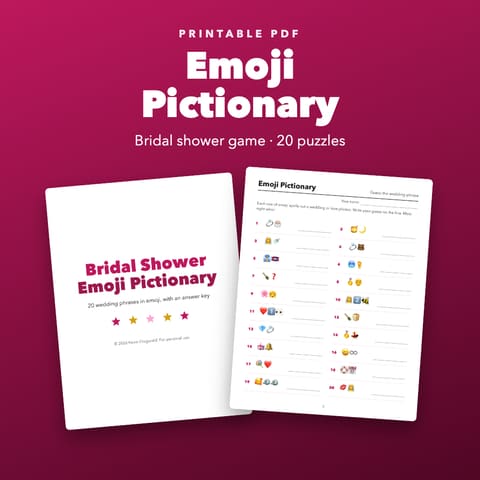 Bridal Shower Emoji Pictionary: 20 Wedding Puzzles, cover