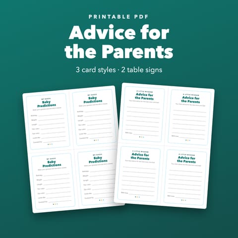 Advice for Parents to Be Cards: Baby Shower Wishes and Predictions, cover