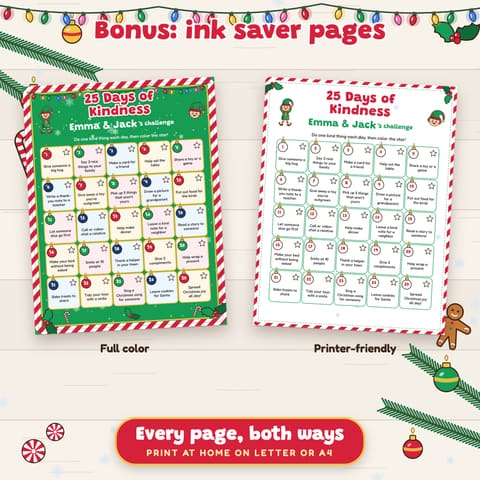 Kindness Challenge and Christmas Countdown Calendar Printable, preview 3
