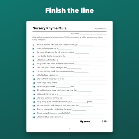 Nursery Rhyme Quiz Baby Shower Game, preview 1