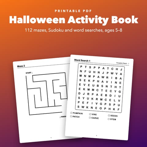 Halloween Activity Book for Kids Ages 5-8, cover