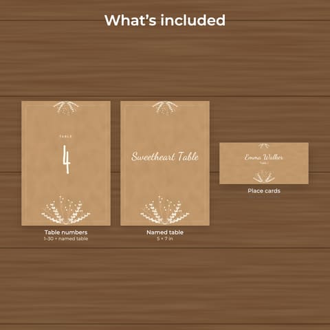 Rustic Kraft Wedding Table Numbers 1-30 and Place Cards, preview 1