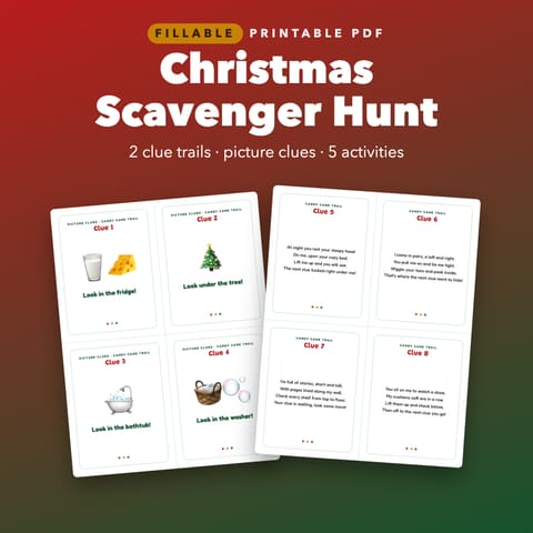 Christmas Scavenger Hunt for Kids: 2 Clue Trails and Picture Clues, cover