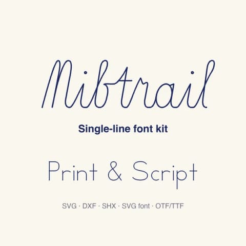 Nibtrail Single Line Font Maker Pack: Engraving Font for LightBurn, DXF SHX SVG, cover