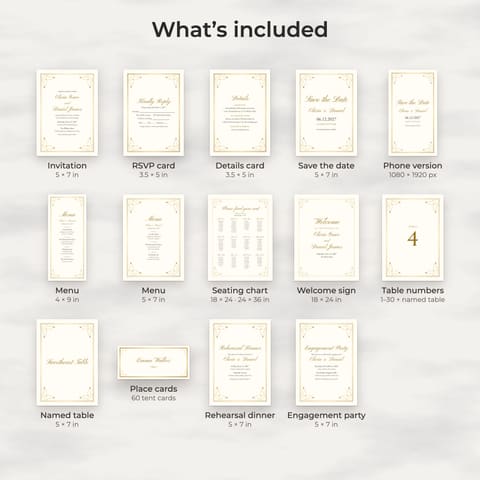 Classic Gold Wedding Template Bundle, preview 1