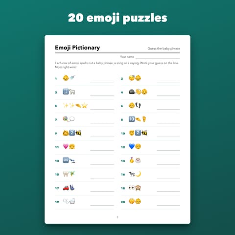 Baby Shower Emoji Pictionary: 20 Puzzles, preview 1