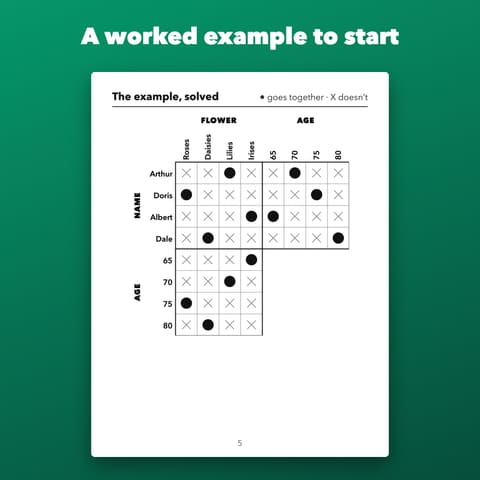 Large Print Logic Grid Puzzles Printable for Adults and Seniors, preview 3