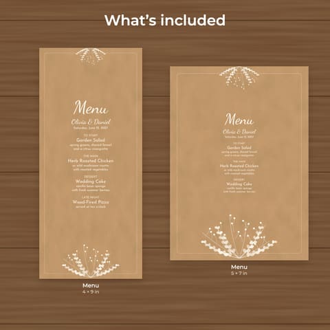 Rustic Kraft Wedding Menu Template, preview 1