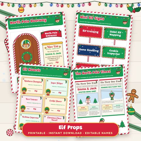 Christmas Elf Props Printable, cover
