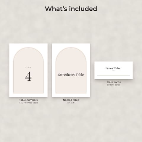 Modern Minimalist Wedding Table Numbers 1-30 and Place Cards, preview 1