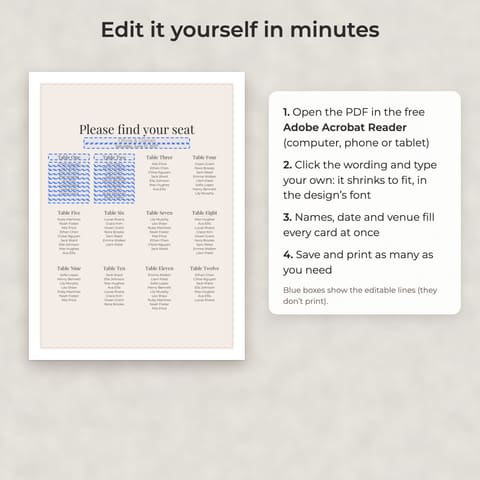 Modern Minimalist Wedding Seating Chart Template, preview 2