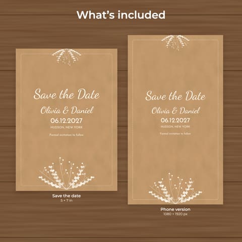 Rustic Kraft Save the Date Template, preview 1