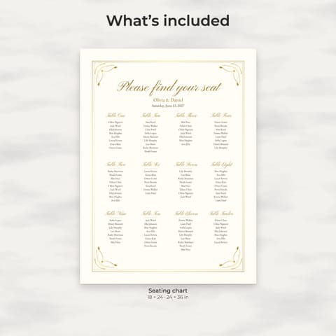 Classic Gold Wedding Seating Chart Template, preview 1