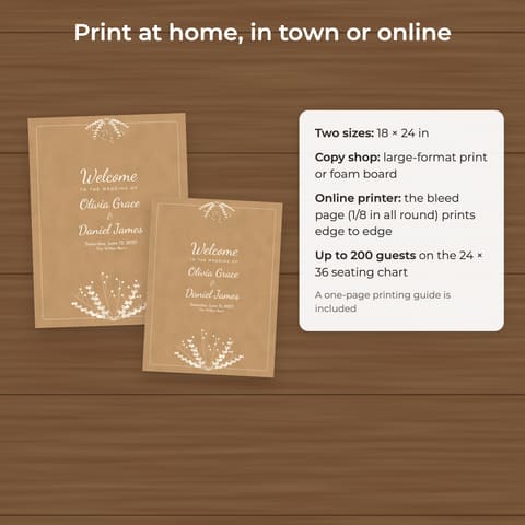 Rustic Kraft Wedding Welcome Sign Template, preview 3