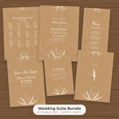 Rustic Kraft Wedding Template Bundle, cover