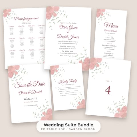 Watercolor Floral Wedding Template Bundle, cover