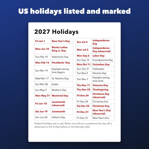 2027 Large Print Calendar Printable, preview 3