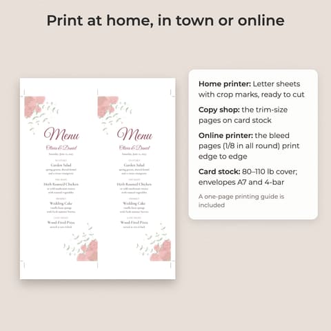 Watercolor Floral Wedding Menu Template, preview 3