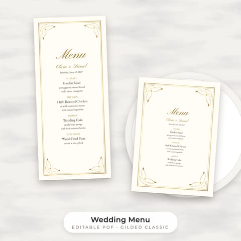 Classic Gold Wedding Menu Template, cover