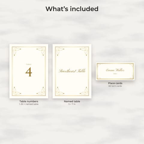 Classic Gold Wedding Table Numbers 1-30 and Place Cards, preview 1
